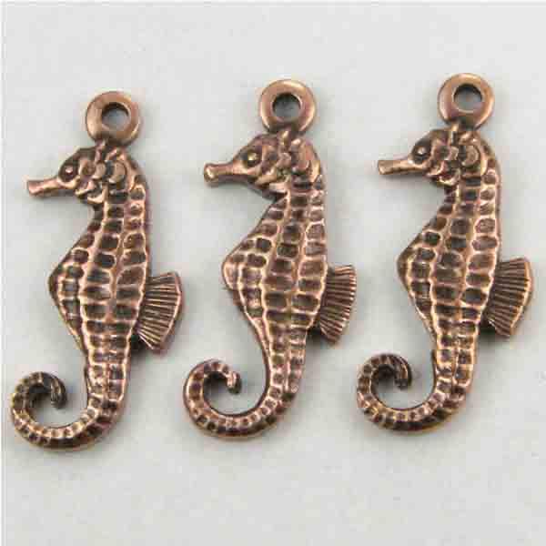 Antique Copper Plate Seahorse Diestruck 14X8MM