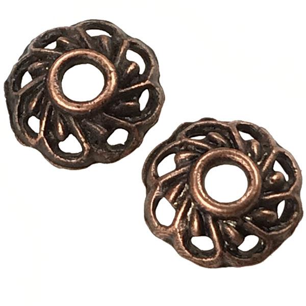 Antique Copper Plate Twisting Filigree 10MM Bead Cap