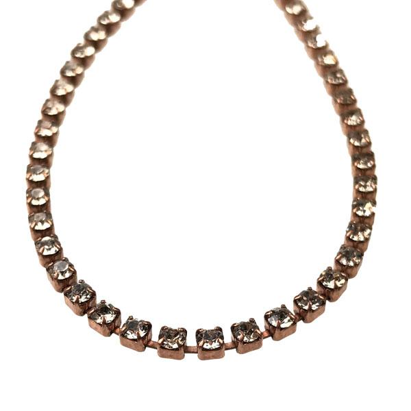 Antique Copper Plate With Crystal Rhinestone 2MM Cup Chain