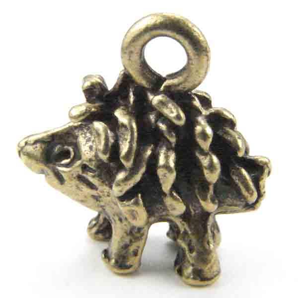 Antique Gold 12x15MM Cast 3-D Hedgehog