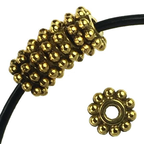 Antique Gold Plate 6.5MM Rondelle Spacer with Beaded Edge