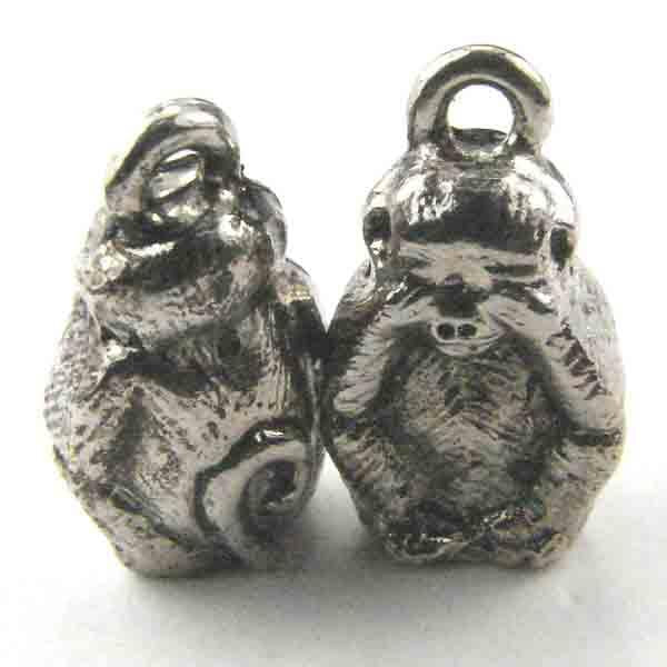 Antique Silver 14x10MM See No Evil Monkey