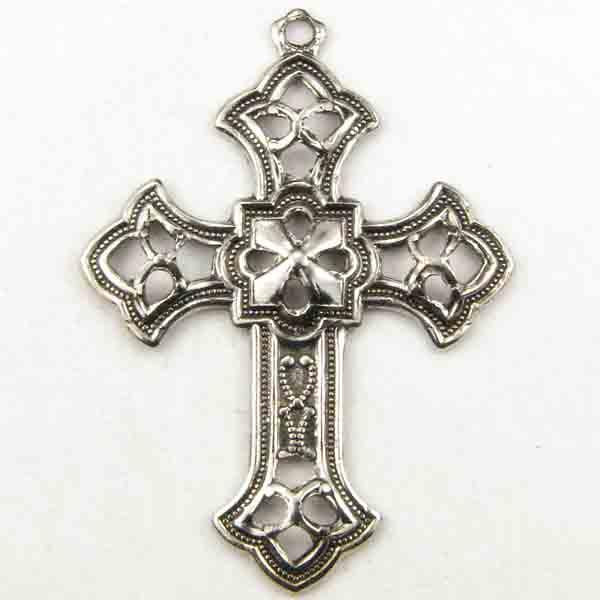 Antique Silver 24x19MM Gothic Filigree Cross