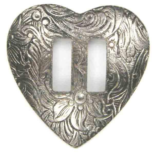 Antique Silver 27MM Heart Concho With Floral Detail
