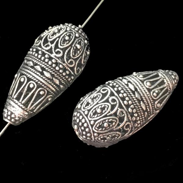 Antique Silver Bali Style 37x18x13MM Openwork Tear With 2MM Large Hole