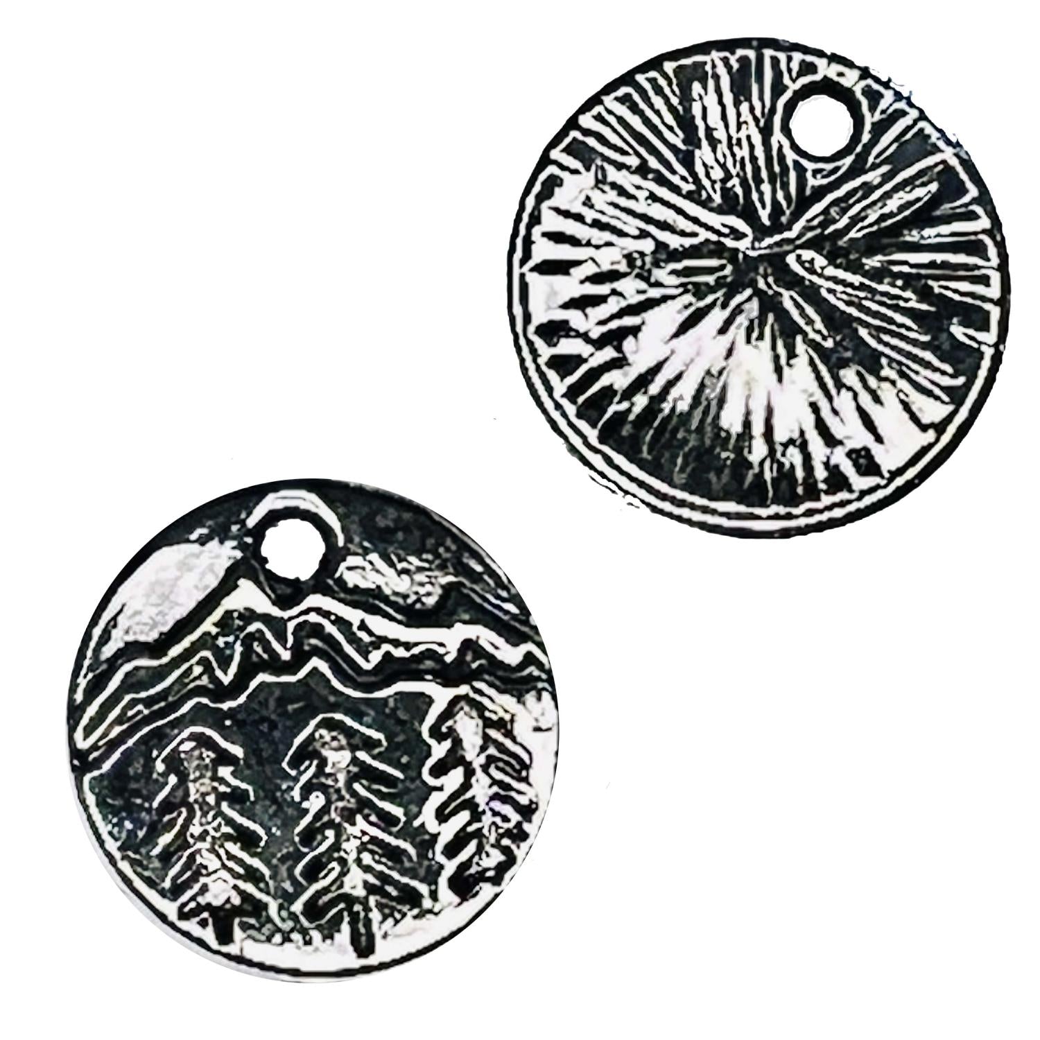 Antique Silver Plate 10.5MM Mountain Coin