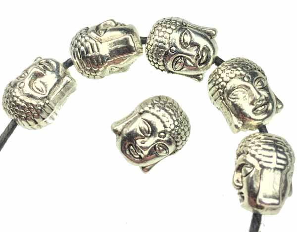 Antique Silver Plate 11x9MM Buddha Head Bead