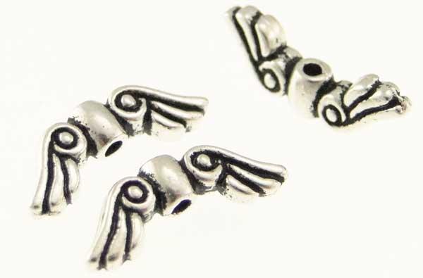 Antique Silver Plate 14x5MM Angel Wing
