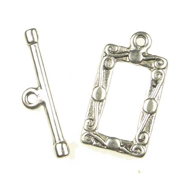 Antique Silver Plate 18x12MM Rectangle Toggle