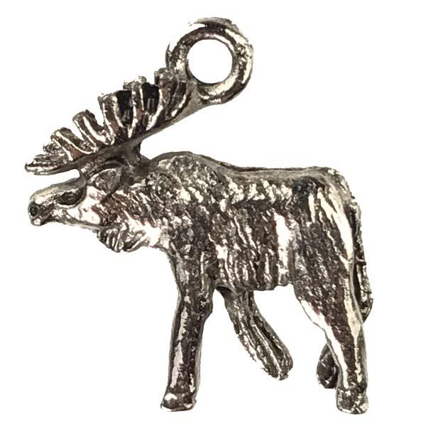 Antique Silver Plate 18x15MM Moose