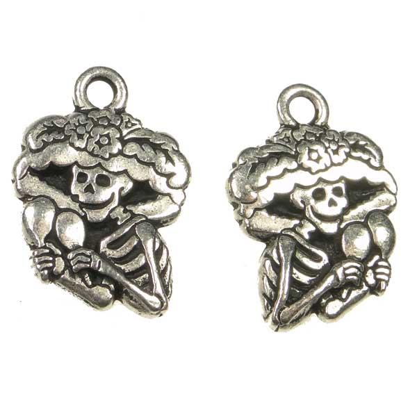 Antique Silver Plate 22x20.5MM Catrina