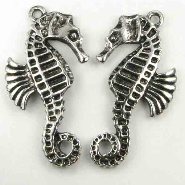 Antique Silver Plate 35x19MM Cast Seahorse