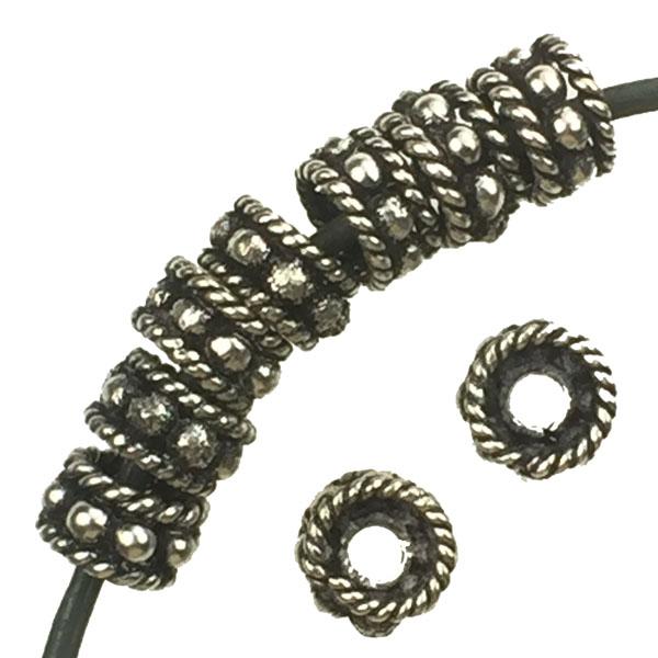 Antique Silver Plate 5x3MM Bali Style Rondelle Spacer