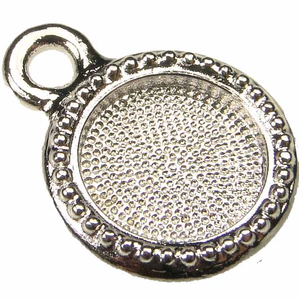 Antique Silver Plate 7MM (SS 34) Bezel Setting Pendant