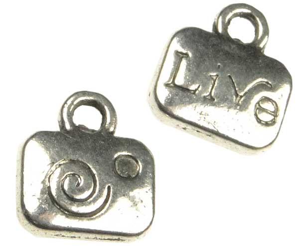 Antique Silver Plate 8x11MM Live Pendant with Rhinestone Setting