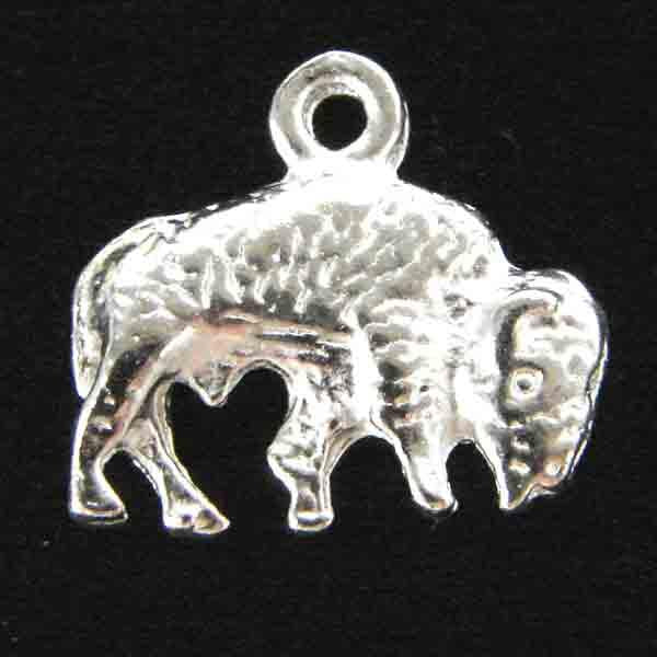 Antique Silver Plate 14x15MM Bison Charm