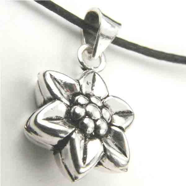 Antique Sterling Silver 15x6MM 3-D Hollow Flower Pendant
