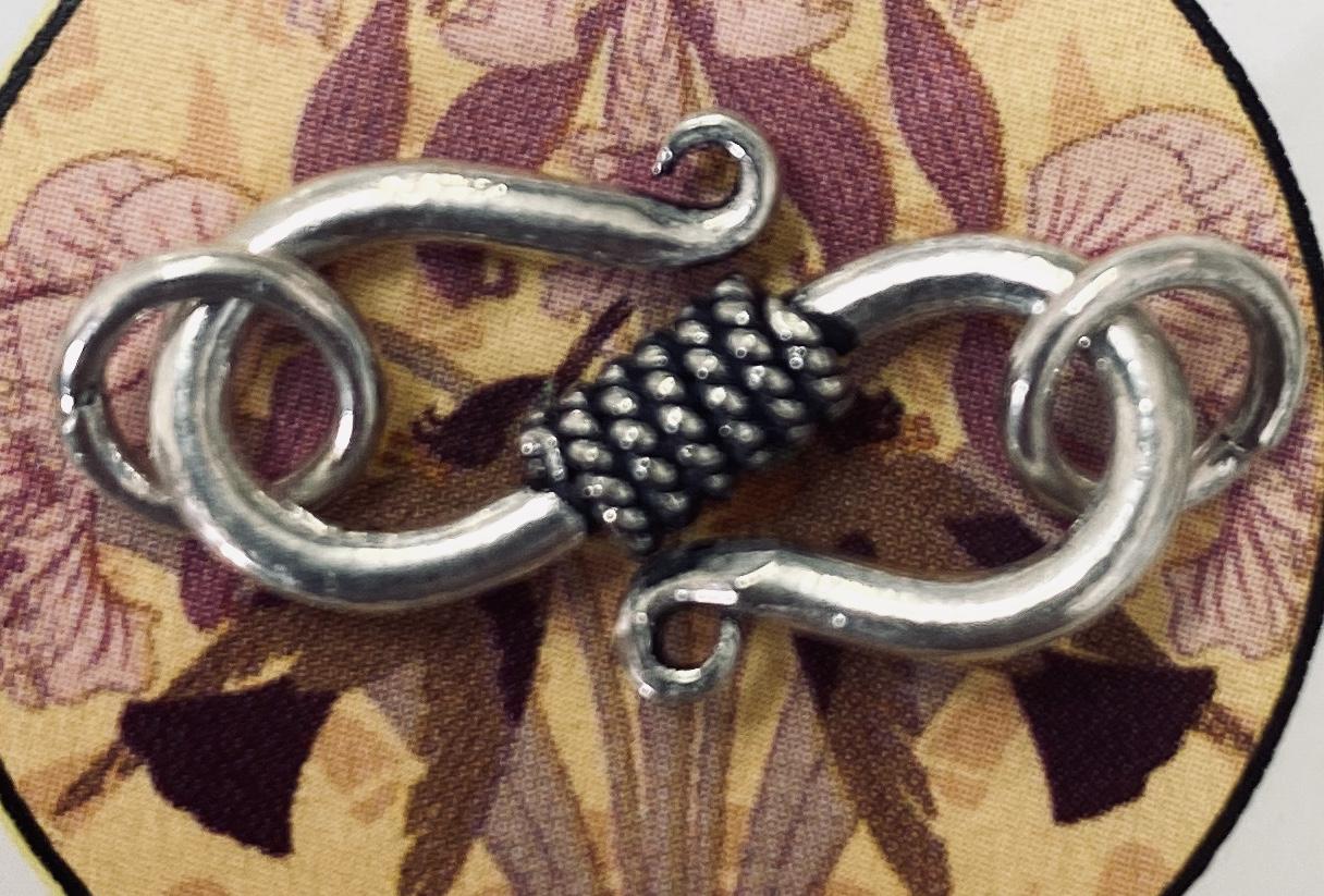 Antique Sterling Silver 22x11MM S Hook Clasp With Soldered Jump Rings