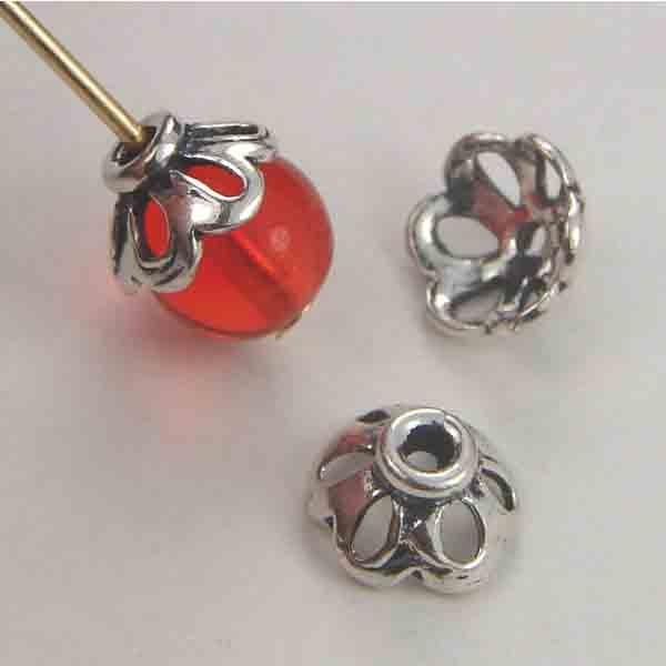 Antique Sterling Silver 3.5x7MM Openwork Bead Cap