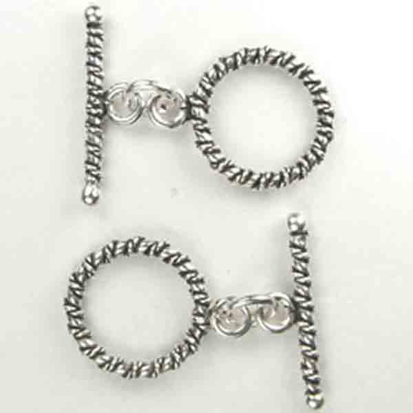Antique Sterling Toggle 15MM Round