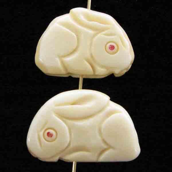 Antiqued Bone Bunny Bead 22X14MM