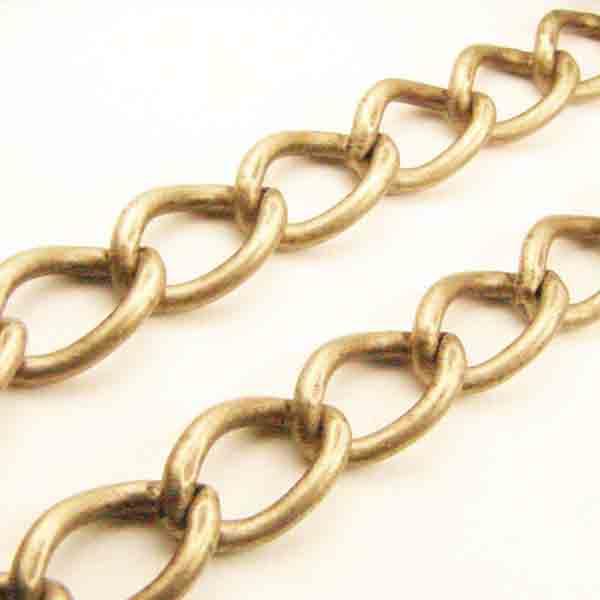 Antq Brs 10X6MM Twisted Oval Chain