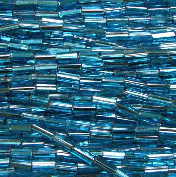 Aqua Silver Lined Bugle Bead Size 2 4.5x2MM