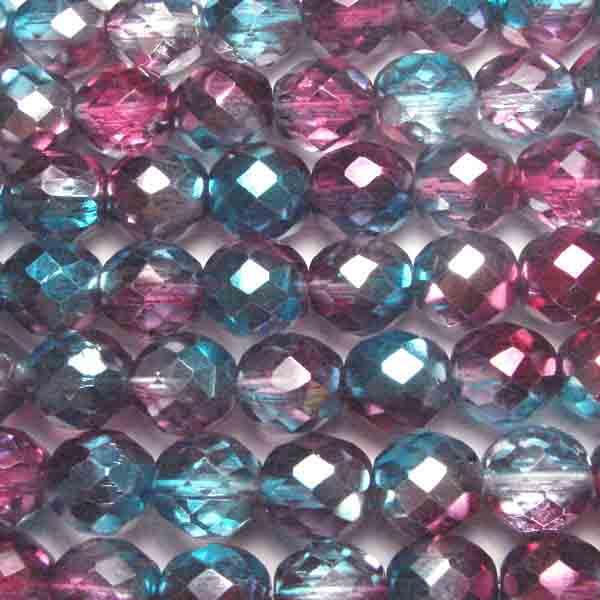 Aqua and Fuchsia with Silver 10MM Fire Poplish Ball