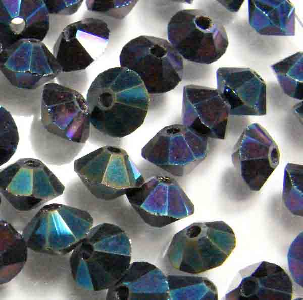 Bicone 5X3 Blue Iris Machine Cut Crystal Bead