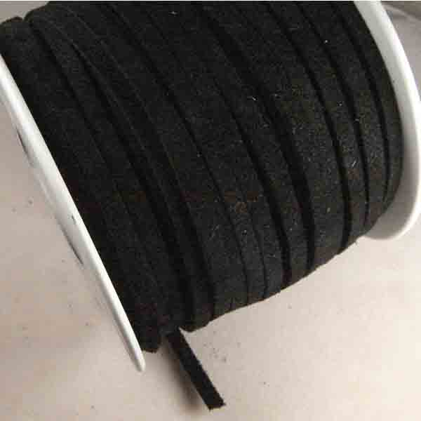 Black 1/8 Inch Suede Lacing Cord