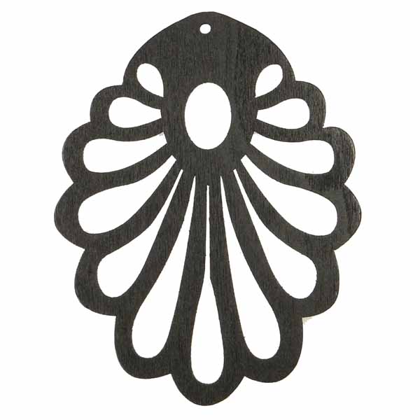 Black 85x65MM Openwork Wood Pendant