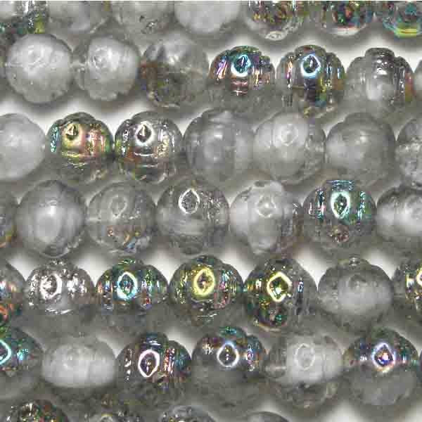 Black Diamond Vitrail 7MM Textured Ball With Milky White Inclusions