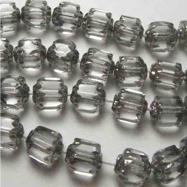Black Diamond With Silver Ends 6MM Fire Polish Cathedral Bead