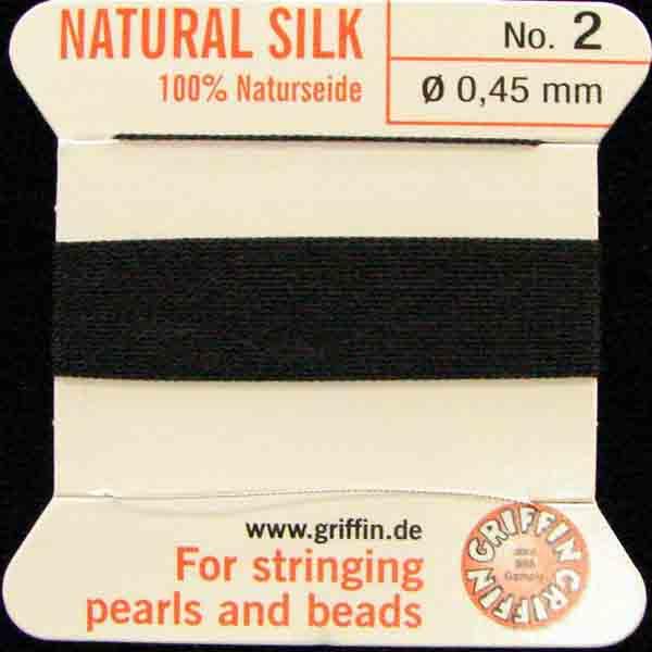 Black Size 2 (.45mm) Griffin Silk Cord With Flex Needle