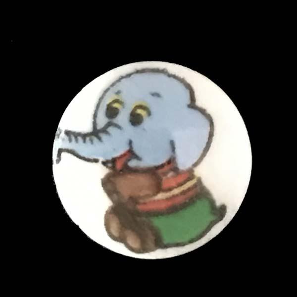 Blue Elephant  On White 10MM Cabochon