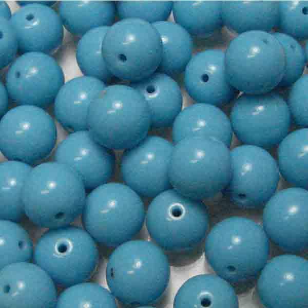 Blue Turquoise 8MM Opaque Round Druk Ball