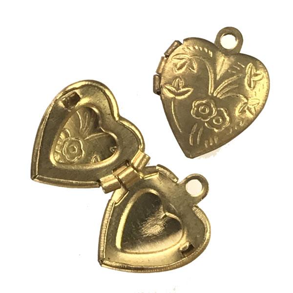 Brass 10MM Floral Heart Locket