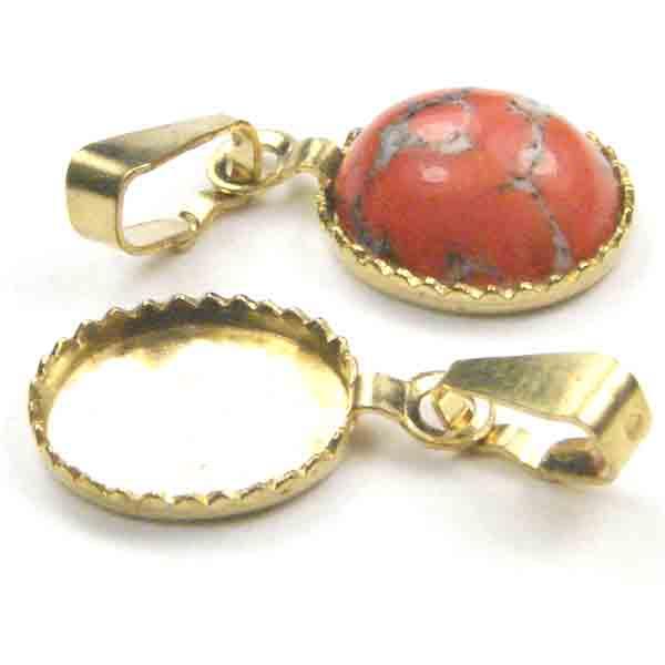 Brass 10x8MM Cabochon Setting With Bail Hanger
