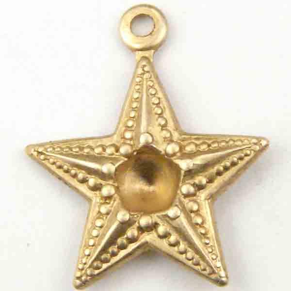 Brass 13MM Star With Rhinestone Setting