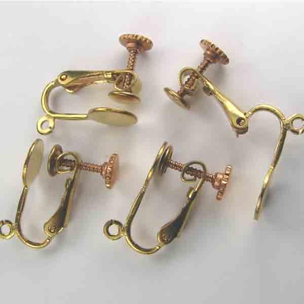 Brass 13x9MM Clip On With Screw Back, 8MM Gluing Pad And Hanging Loop