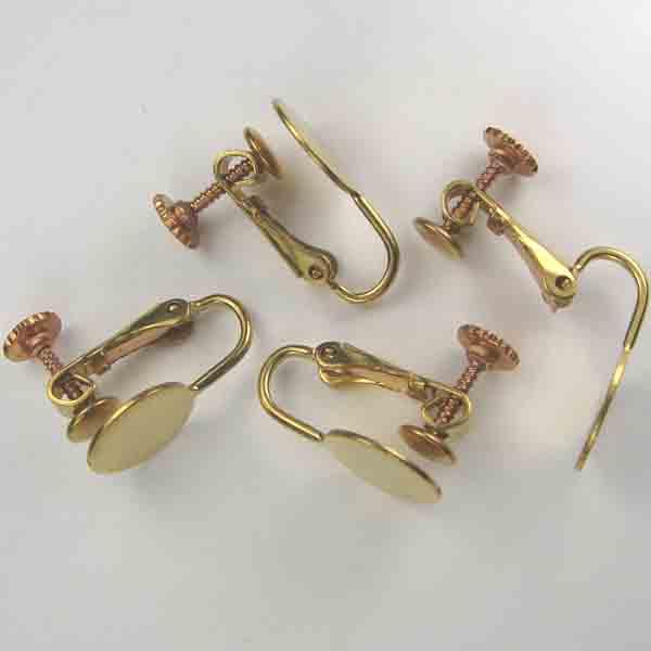 Brass 13x9MM Clip On With Screw Back And 10MM Gluing Pad