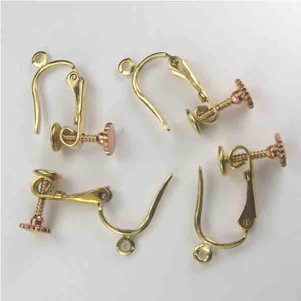 Brass 13x9MM Pierced Look Clip On With Screw Back and Hanging Loop