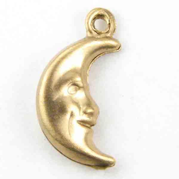 Brass 15x8MM Crescent Moon Face