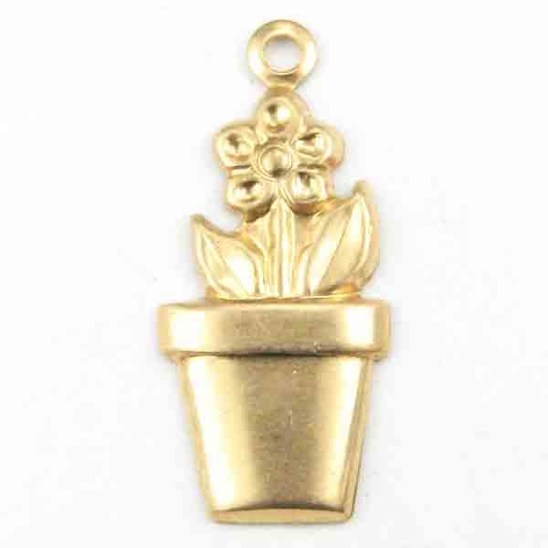 Brass 19x10MM Potted Flower