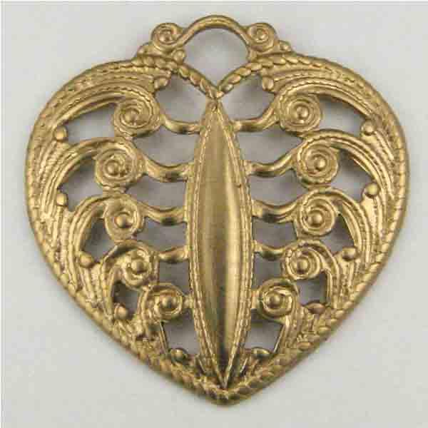 Brass 24MM Filigree Heart