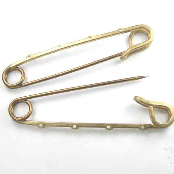 Brass 2.5 inch Safety Pin With 4 Loops