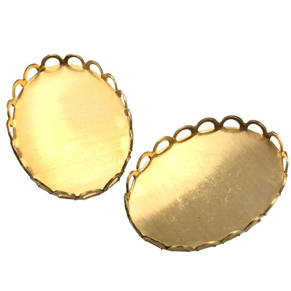 Brass 25x18MM Lace Edge Cabochon Setting Bezel