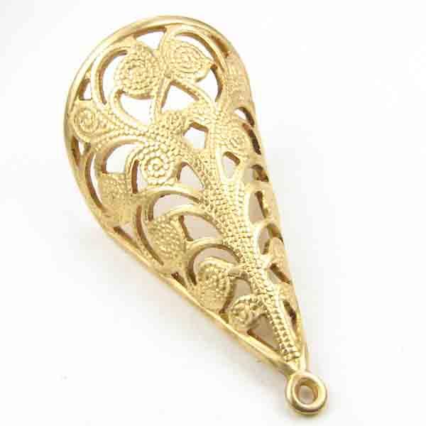 Brass 29x14MM Cuved Filigree Cone