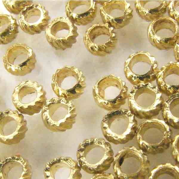 Brass 3x2MM Heavy Duty Ribbed Crimp Bead