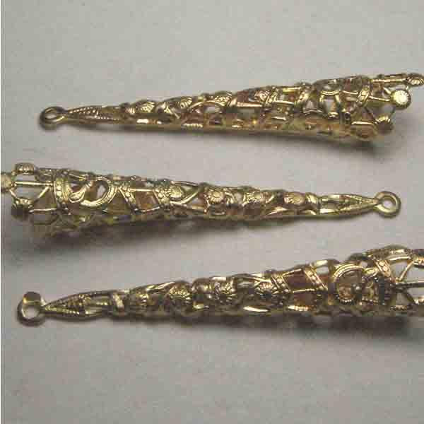 Brass 41X6MM Filigree Cone With Loop